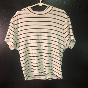white/black stripe crop top